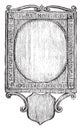 Pocket mirror supposed to have belonged to Leonardo da Vinci, vintage engraving Royalty Free Stock Photo