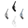 Pocket revolver. The weapons detective, for protection from robbers.Detective single icon in cartoon,black style vector