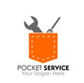 Pocket service logo design vector