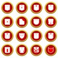 Pocket types icon red circle set