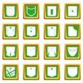 Pocket types icons set green