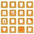 Pocket types icons set orange