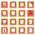 Pocket types icons set red