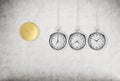 A pocket watch as a swing of the pendulum. A gold dollar coin as a first piece of a pendulum. Royalty Free Stock Photo