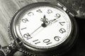 Pocket watch,black and white color filtered. Royalty Free Stock Photo