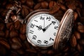 Pocket watch in coffee