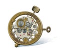 Pocket watch in the form of a coin of the bank of Russia rubles in the form of a mechanism of cogwheels. 3d illustration,