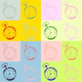 Pocket watch pop art style Royalty Free Stock Photo