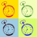 Pocket watch pop art style Royalty Free Stock Photo