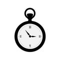 Pocket Watch Silhouette. Black and White Icon on Isolated White Background Suitable for Logo or Design Element Royalty Free Stock Photo