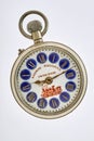 Pocket Watch Swiss Railway Register with Traditional Enamel Dial on white background studio shot Royalty Free Stock Photo
