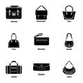 Pocketbook icons set, simple style