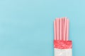 Pocky biscuits isolated on blue background Royalty Free Stock Photo
