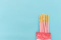 Pocky biscuits isolated on blue background Royalty Free Stock Photo