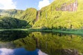 Poco da Ribeira do Ferreiro, Flores, Azores Islands. Waterfalls and landscape