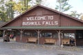 Poconos County, Pennsylvania, U.S - October 21, 2023 - A welcome sign into Bushkill Falls