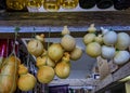 Pocos de Caldas, Minas Gerais - Brazil. Handmade cheese, aka Queijo cabacinha, in the city`s popular municipal market. Royalty Free Stock Photo