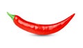 Pod of red hot chili peppers isolated on a white background.