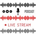 Podcast & audio signs, icons, vector illustrations