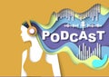 Podcast concept audio broadcast paper art vector