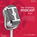 Podcast cover vector illustration with hand-drawn microphone Royalty Free Stock Photo