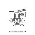 Podcast editing line icon. Record final processing