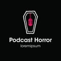 Podcast horror logo or symbol template design Royalty Free Stock Photo