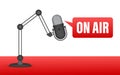 Podcast icon like on air live. Podcast. Badge, icon, stamp, logo. Radio broadcasting or streaming. Vector illustration. Royalty Free Stock Photo