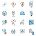 Podcast icons flat line set