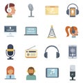 Podcast icons set flat vector isolated Royalty Free Stock Photo