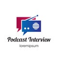 Podcast Interview logo or symbol template design Royalty Free Stock Photo