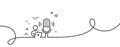 Podcast line icon. Studio mic sign. Continuous line with curl. Vector