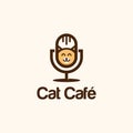 Podcast logo with cat cute Royalty Free Stock Photo