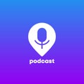 podcast logo icon with a pin marker