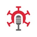 Podcast logo with virus symbol, studio mic and MERS corona virus disease, novel coronavirus illustration