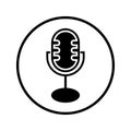 Podcast microphone icon / black vector