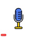 Podcast.The microphone icon in a fashionable flat style