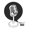 Podcast microphone line art logo