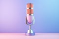 podcast microphone on a pastel background Royalty Free Stock Photo