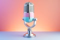 podcast microphone on a pastel background Royalty Free Stock Photo