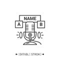 Podcast naming line icon. Podcast presentation. Editable vector illustration