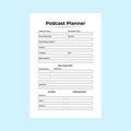 Podcast planner KDP interior log book. Daily podcast topic checker and information journal template. KDP interior notebook.