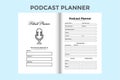 Podcast planner KDP interior log book. Daily podcast topic checker and information journal template. KDP interior notebook.