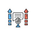 Podcast promotion color line icon. Podcasting. Editable stroke.