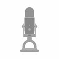 Podcast radio icon illustration. Blue Yeti microphone record studio devices. News, radio and television broadcasting isolated