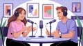 Podcast Recording with Two Hosts Talking Royalty Free Stock Photo