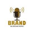 Podcast smart brain logo icon Royalty Free Stock Photo