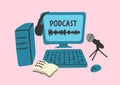 Podcast. Sound digital recording, editing, broadcasting