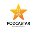 Podcast star logo template with yellow and orange color