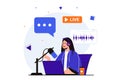 Podcast streaming modern flat concept for web banner design.